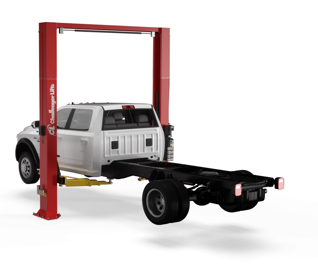Challenger’s 12,000 lb. capacity CL12 2-post lift maximizes your profitability with true 3-stage front and 3-stage rear arms. The CL12 can accommodate a wide range of common cars, trucks, vans as well as SUVs within the same service bay. Geared arm restraints and steel pulleys increase durability. Other features include a single-point mechanical lock release system that allows technicians to disengage both column locks simultaneously and a padded overhead shut off system. Standard and extended height models can now be adjusted 6″ to allow for ceiling obstructions, making them easy to install.