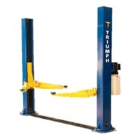 These rugged and versatile lifts are engineered and manufactured to the highest quality standards to provide you years of trouble free service. ISO 9001 and CE Certified/Compliant.  Triumph 11,000 LB 2 Post above ground lifts should be installed on a concrete floor with a minimum rated 4000 PSI strength.   Free mounting hardware, free truck adapters.
