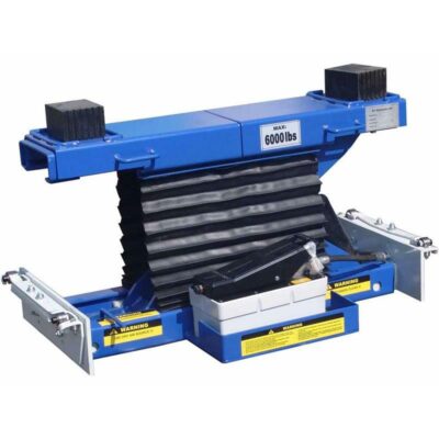 The RAJ-6K Rolling Air Jack is a high quality, scissor type rolling bridge Jack with Air/Hydraulic operation that includes exclusive telescoping Universal Roller Body Bracket Assemblies designed for either High Mount or Low Mount applications.