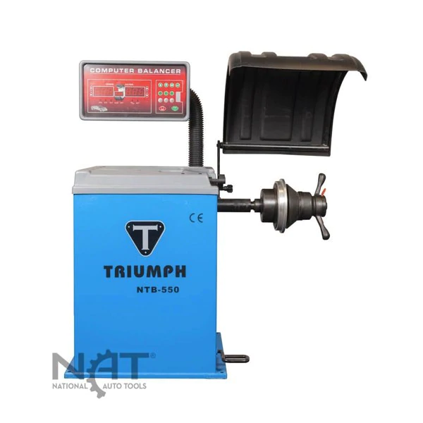 Triumph's versatile wheel balancer handles almost any wheel. Standard features include: Static/Dynamic modes, alloy capability, speed nut, and self calibration. Display in grams or ounces and mm or inches.